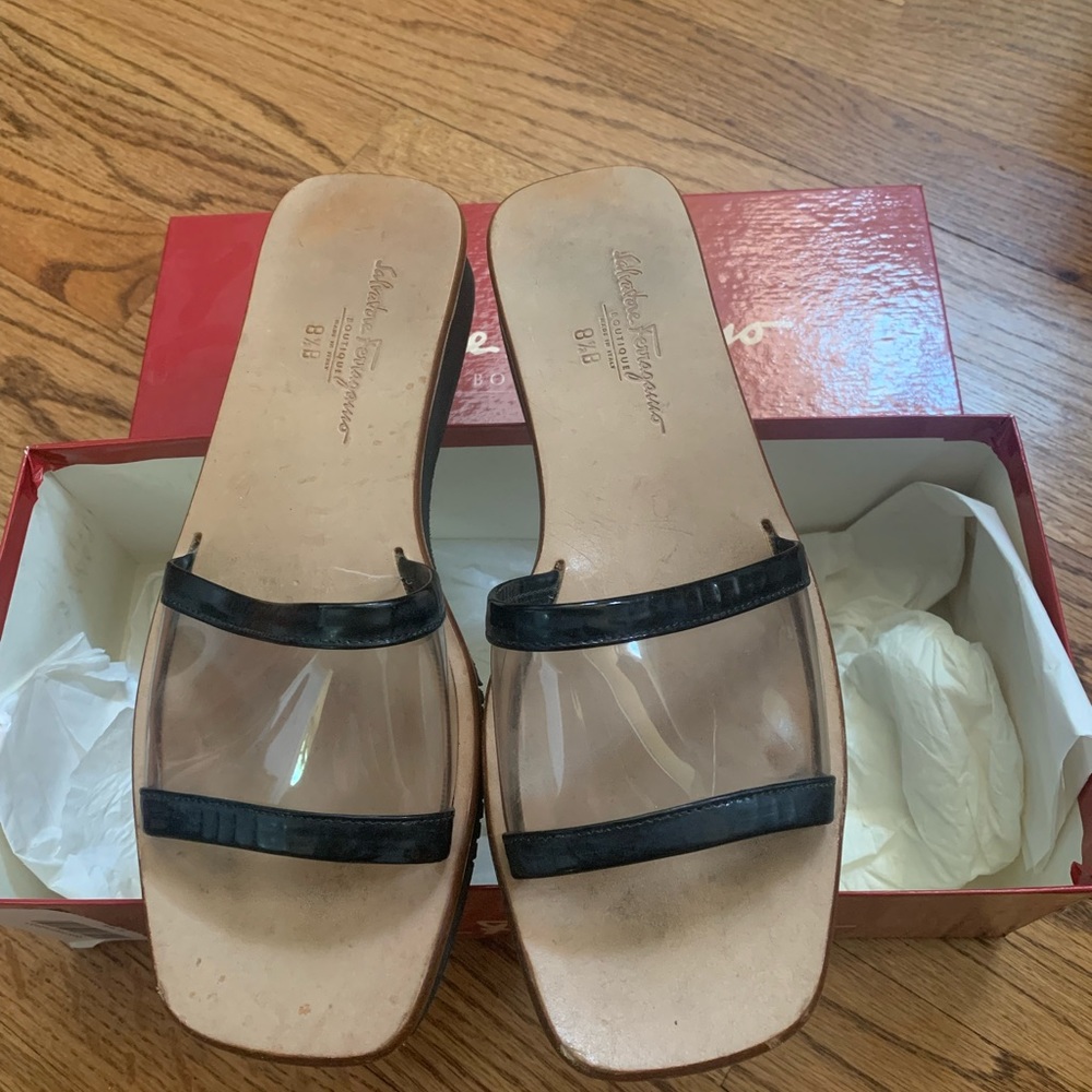 Salvatore Ferragamo sandals vintage retro clear 8.5 B